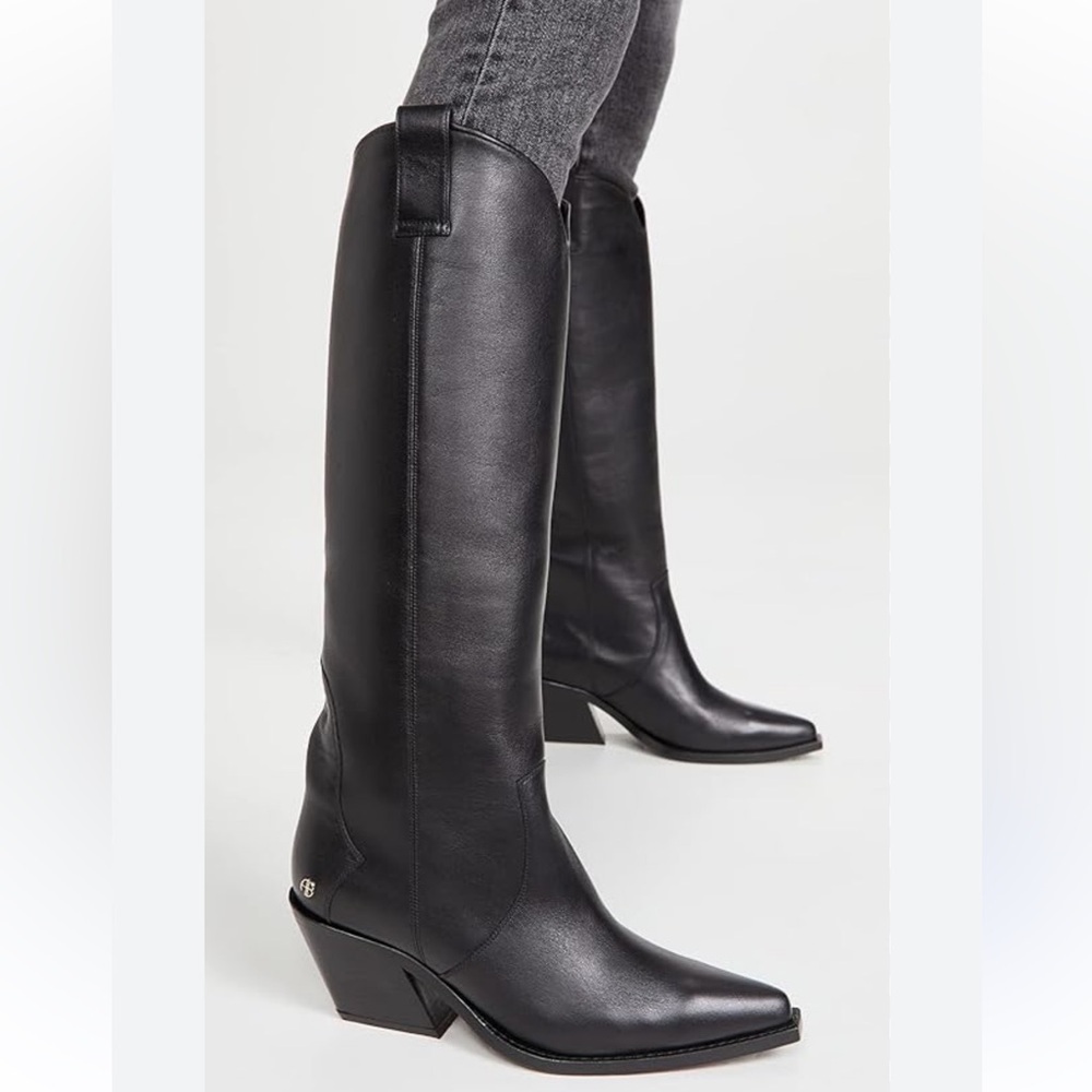NEW Anine Bing Tall Tania Boots Leather Black Size 40